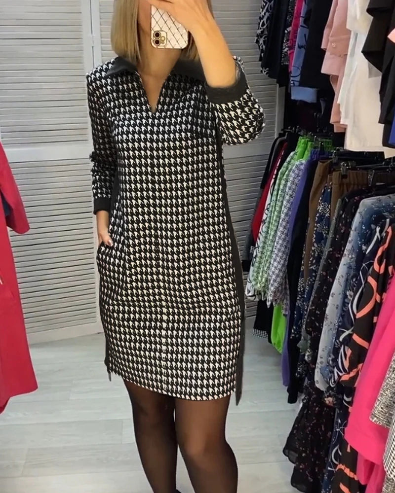 Lucía™ - Vestido de manga larga con bolsillos y estampado