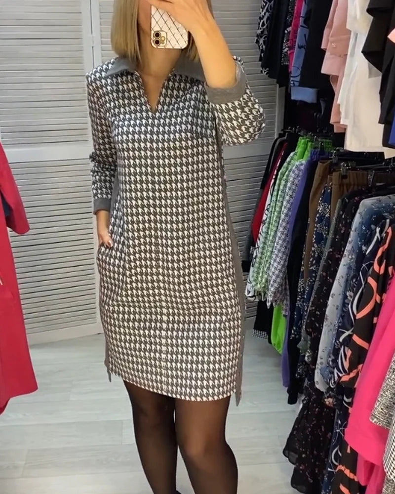 Lucía™ - Vestido de manga larga con bolsillos y estampado