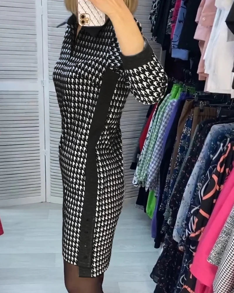 Lucía™ - Vestido de manga larga con bolsillos y estampado