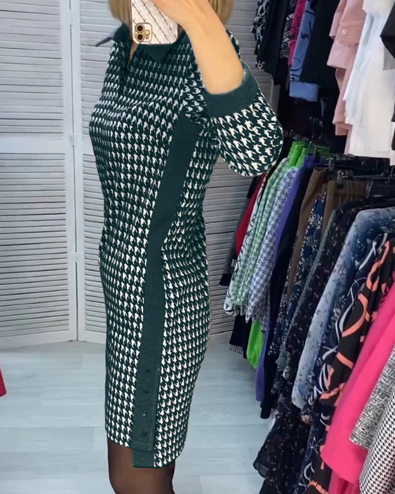 Lucía™ - Vestido de manga larga con bolsillos y estampado